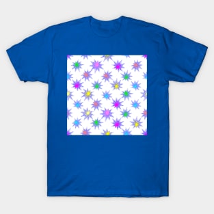 Glow Stars Diagonal Repeat on White T-Shirt